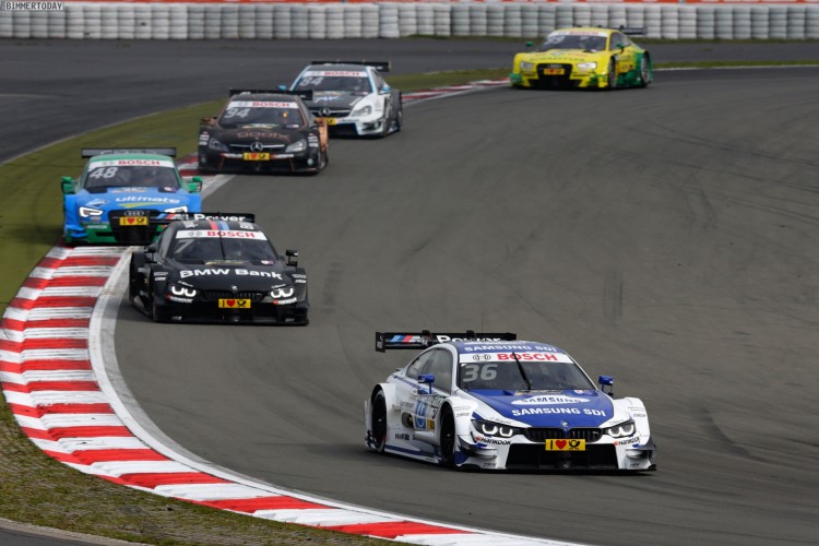 Nuerburgring (DE) 26th September 2015. BMW Motorsport, Race 15, Maxime Martin (BE) SAMSUNG BMW M4 DTM and Bruno Spengler (CA) BMW Bank M4 DTM. This image is copyright free for editorial use © BMW AG (09/2015).