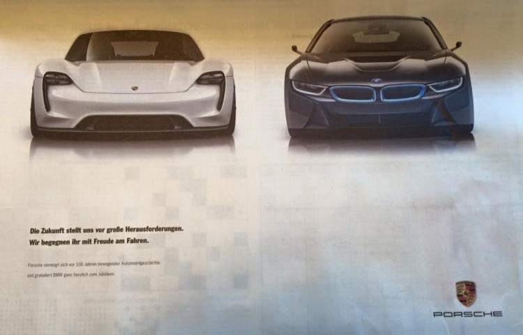 100-Jahre-BMW-Porsche-Anzeige