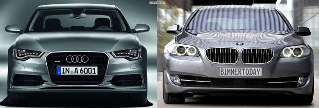 Audi-A6-C7-BMW-5er-F10-Bildvergleich-Front