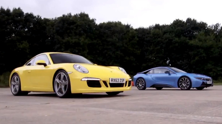Porsche-911-vs-BMW-i8-Drag-Race-Video-1